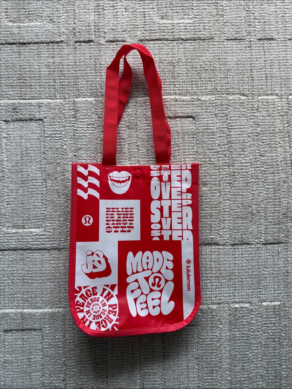 lululemon athletica Red and White Graphic Tote Bag